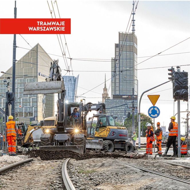 Tramwajowy remont pl. Zawiszy w Warszawie