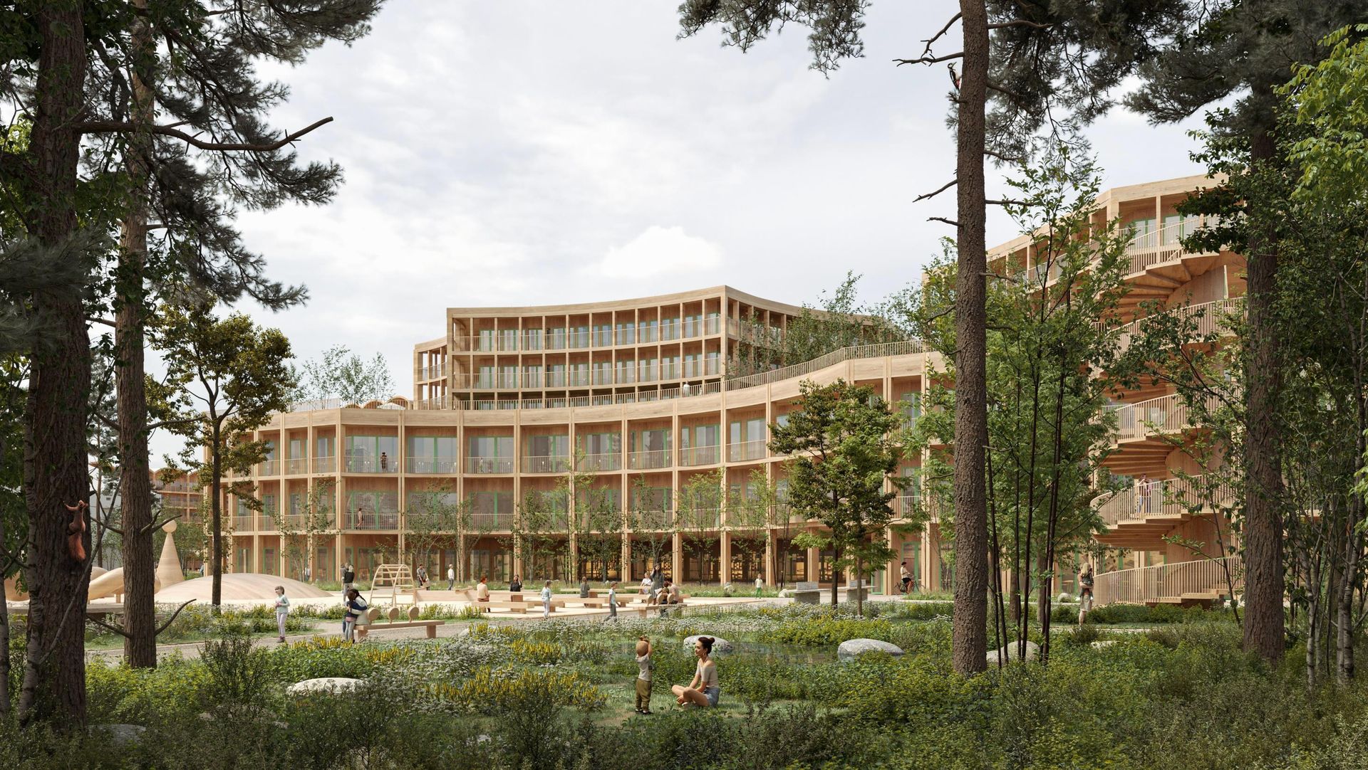 Park Wolności i budynek Jutrzenki