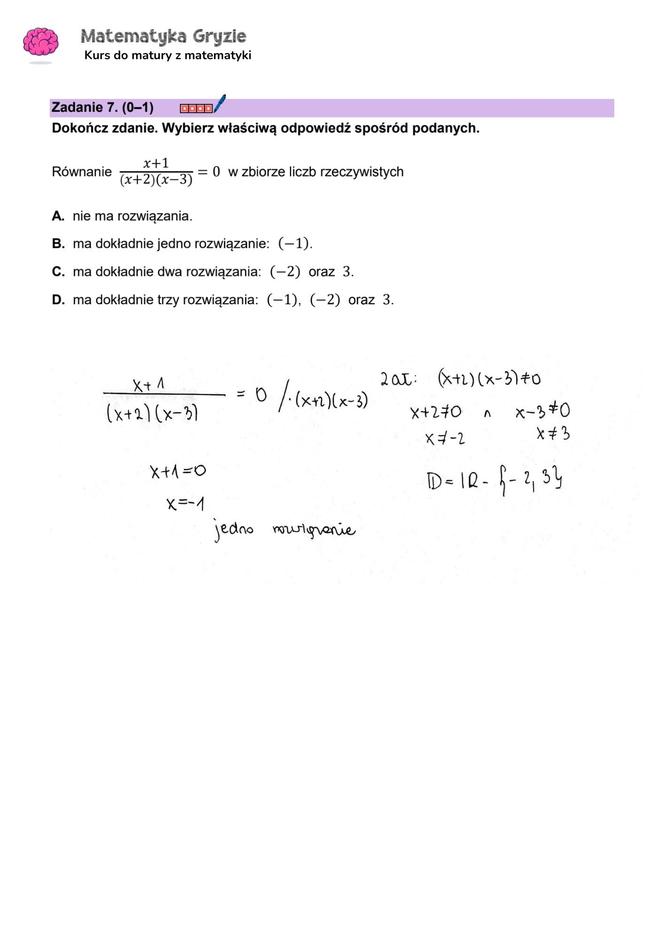 Matura z matematyki 2024 - ODPOWIEDŹ - ZADANIE 7