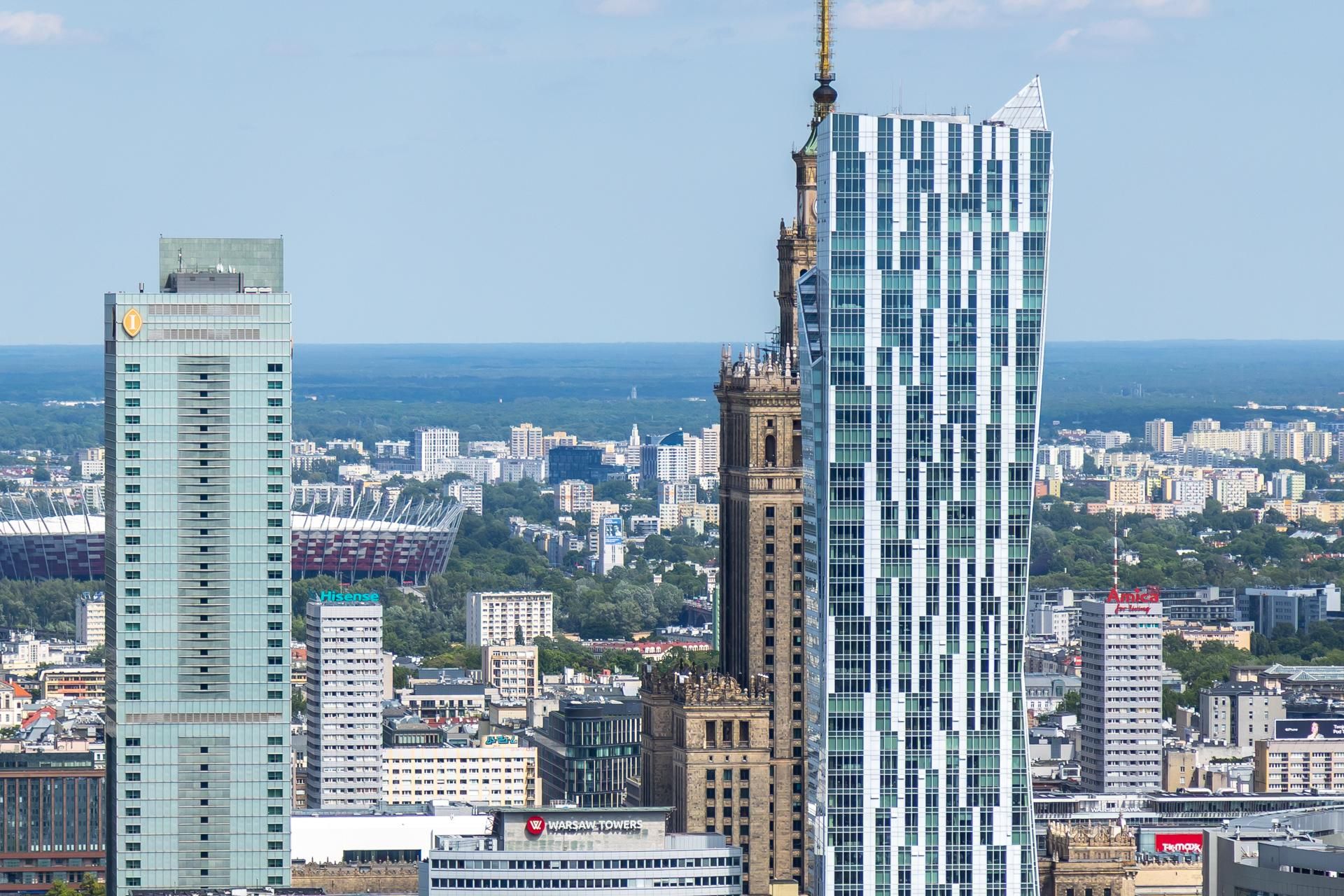 Panorama Warszawy z wieżowca Skyliner