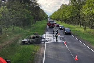 Kujawsko-pomorskie: Pożar samochodu na DK 10. Pojazd słonął doszczętnie! [ZDJĘCIA] 