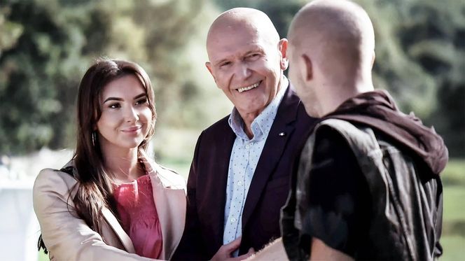 Pierwsza miłość odc. 3919. Edward Stryjeński (Marek Siudym), Olka (Klaudia Sokołowska), Dawid Czerwiński (Marcin Nowicki)