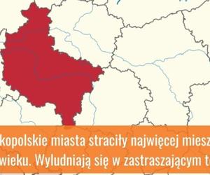 Wielkopolskie miasta, które w latach 2002 - 2022 straciły największą liczbę mieszkańców