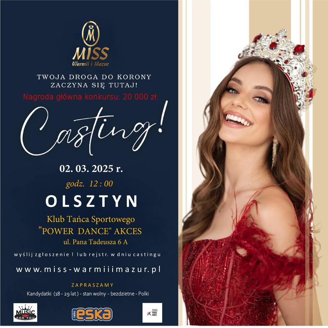 Wybory Miss Warmii i Mazur 2025 - Casting Olsztyn 