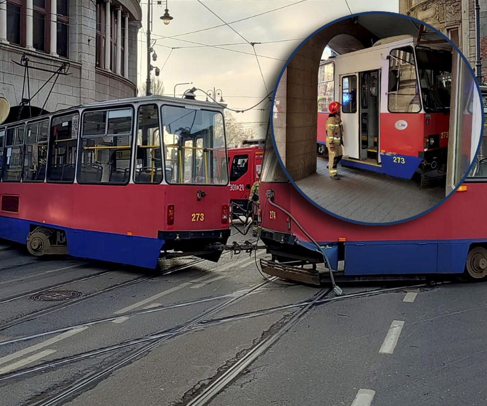 Bydgoszcz. Tramwaj wykoleił się i uderzył w budynek. Ogromne utrudnienia w ruchu [ZDJĘCIA]. 