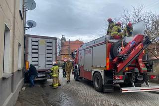 Ciężarówka z drobiem wjechała w budynek