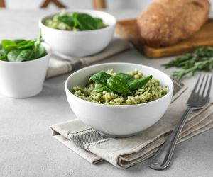 risotto verde, ryż ze szpinakiem, zielony ryż, włoskie risotto ze szpinakiem