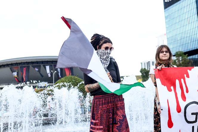 Protesty przed Polska - Izrael na Eurobasket 2025