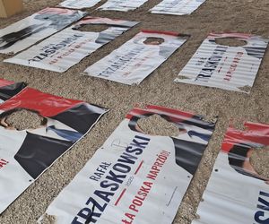 Łowca głów Rafała Trzaskowskiego w rękach policji. Pociął 50 transparentów wyborczych!