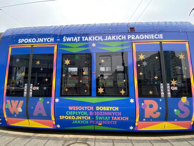 Świąteczny tramwaj w Warszawie
