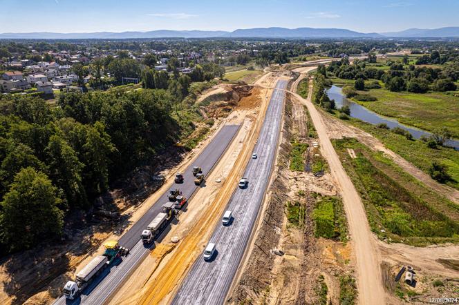 Plac budowy S1 Oświęcim - Dankowice w sierpniu 2024