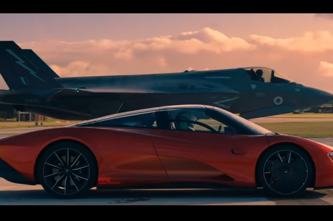 Top Gear zrobił to po raz kolejny! W wyścigu z wojskowym myśliwcem F-35 stanął McLaren Speedtail 