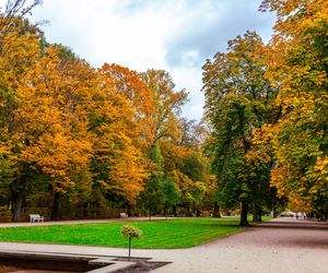 Łazienki Królewskie w Warszawie jesienią