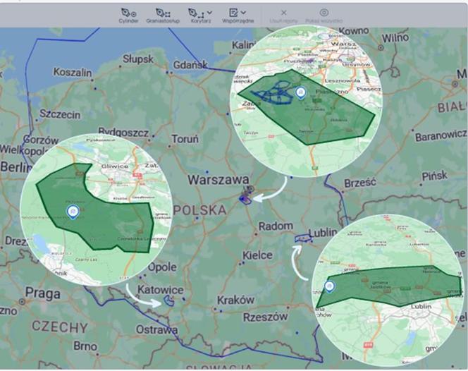 Obszary realizacji projektu dronowego