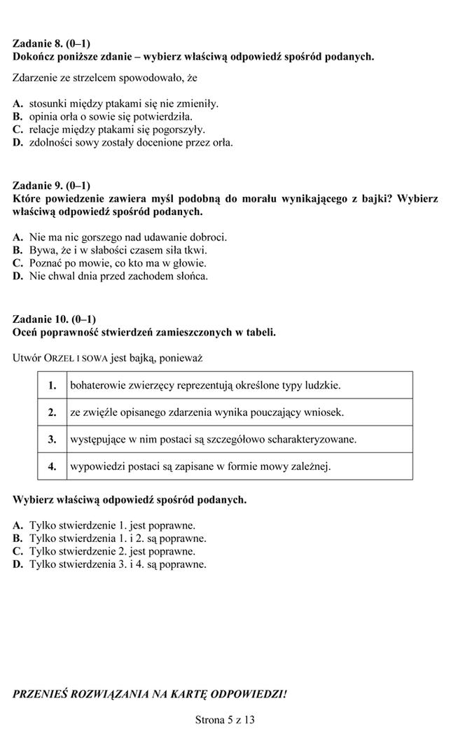 EGZAMIN GIMNAZJALNY 2014 POLSKI: ARKUSZE, ODPOWIEDZI - OFICJALNE Z CKE