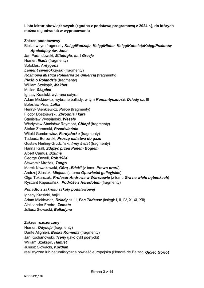 Matura poprawkowa język polski FORMUŁA 2023