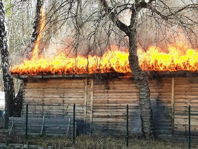 Pożar na terenie spółdzielni pracy w Marysinie Wawerskim