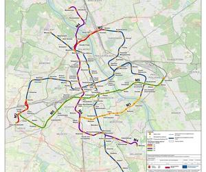 Plany rozbudowy sieci metra w Warszawie na mapach