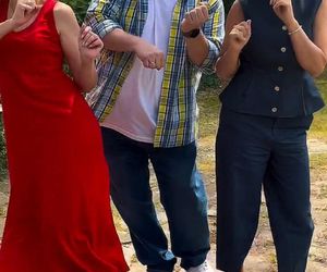 M jak miłość nowy sezon. Dorota (Iwona Rejzner),  Jagoda (Katarzyna Kołeczek), Tadeusz (Bartłomiej Nowosielski) na planie