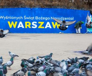 Świąteczny mural na patelni w Warszawie