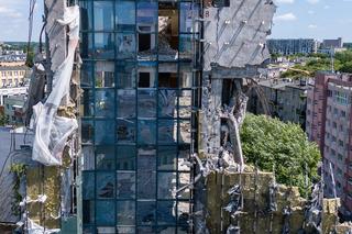 Rozbiórka wieżowca Gazowni Łódzkiej pzry ul. Uniwersyteckiej w Łodzi