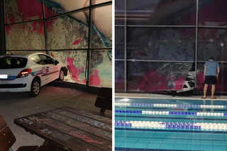 Kraków. 28-latka zdemolowała Peugeotem ścianę i prawie wjechała do... basenu
