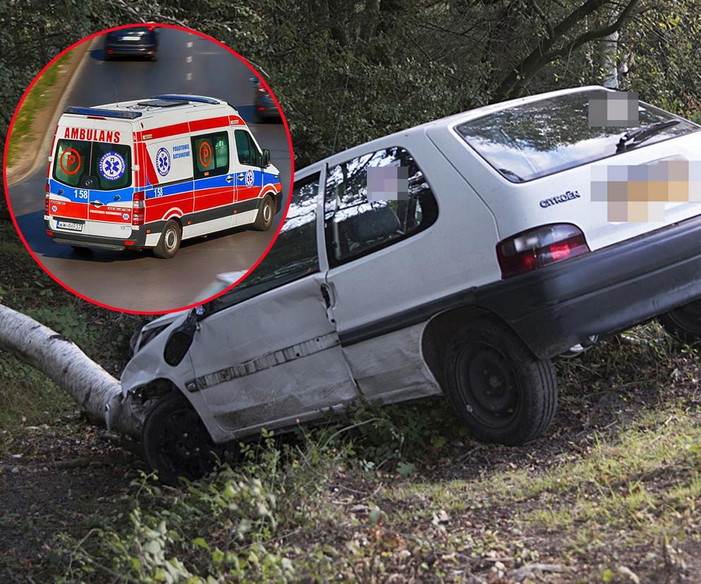 18-latek wypadł z drogi i uderzył w drzewo. Jego pasażerka nie żyje, pasażer ciężko ranny!