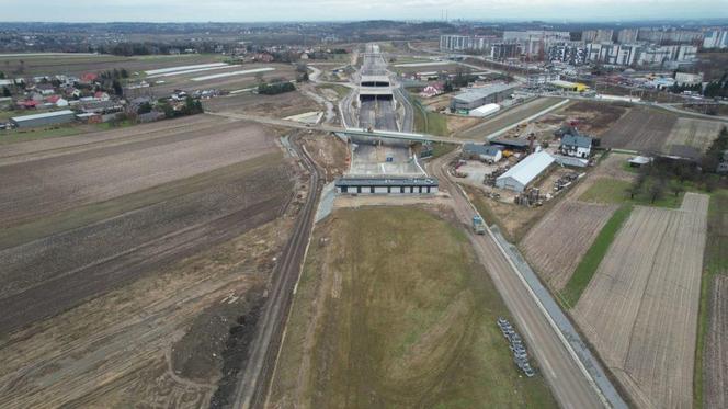Budowa północnej obwodnicy Krakowa - zdjęcia styczeń 2024