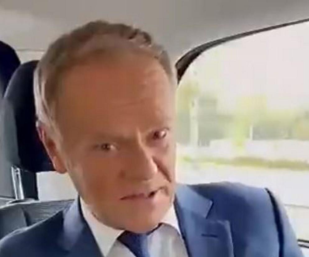 Donald Tusk jedzie samochodem bez zapiętych pasów 