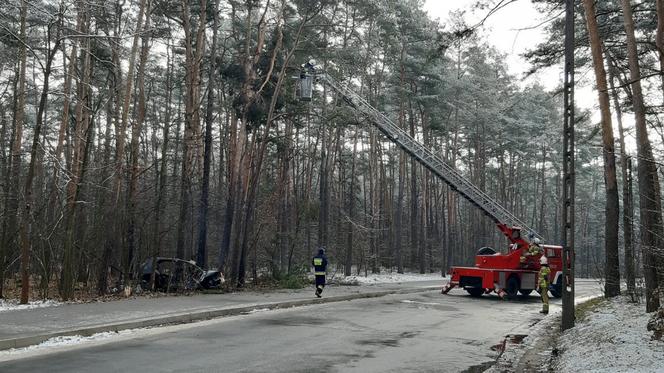 Potworny wypadek w Otwocku. Auto doszczętnie spłonęło 