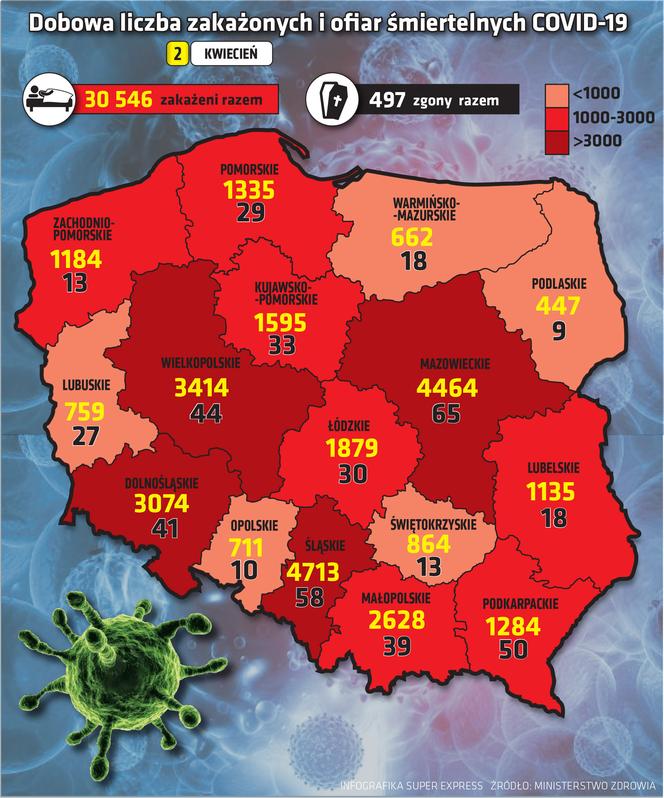 koronawirus polska wojewodztwa 2.04.2021