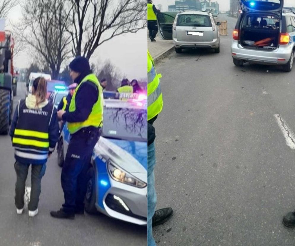 Wypadek podczas protestu rolników pod Brodnicą. Pijana kobieta potrąciła 4 osoby. Policjant w szpitalu