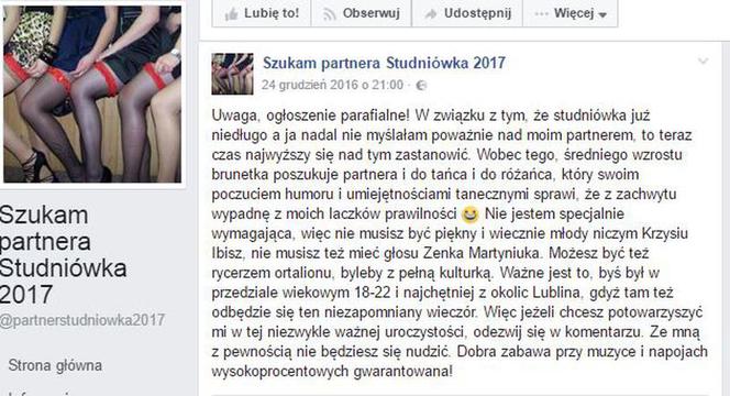 Partner na studniówkę Lublin 2017