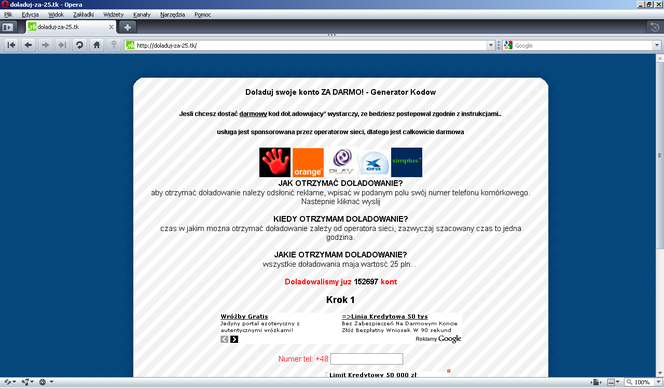 http://doladuj-za-25.tk - spam na NK i Śledziku
