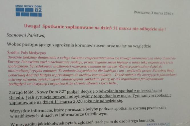 Odwołane zebranie wspólnoty mieszkaniowej