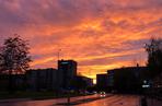 Ognisty zachód słońca nad Krakowem