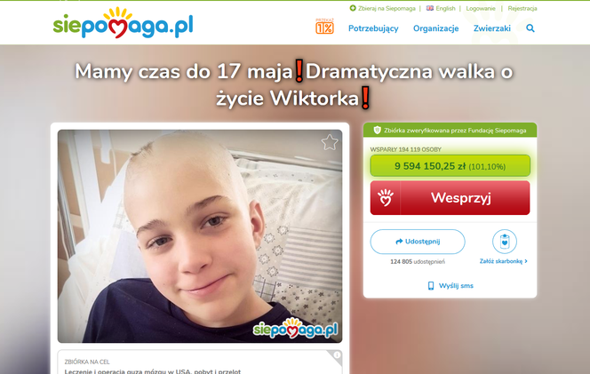 Są pieniądze na leczenie 12-letniego Wiktora ze Szczecina