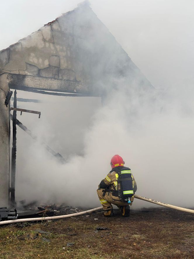 Pożar garażu przy ul. Gruszowskiej w Dąbrowie Tarnowskiej