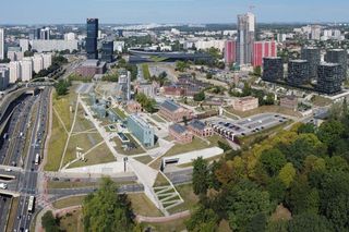 Fotokolaż - przestrzeń wokół Muzeum Śląskiegow  Katowicach obecnie