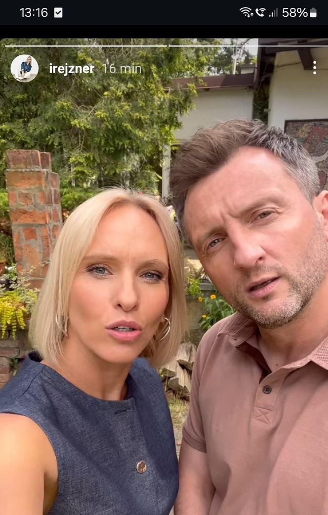 M jak miłość nowy sezon. Dorota (Iwona Rejzner), Bartek (Arkadiusz Smoleński) w siedlisku na planie