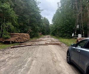 Kibole szykowali zasadzkę. Kłody drewna na drodze i sprzęt do walki w samochodach