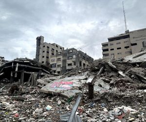 Zbombardowane budynki Gazy