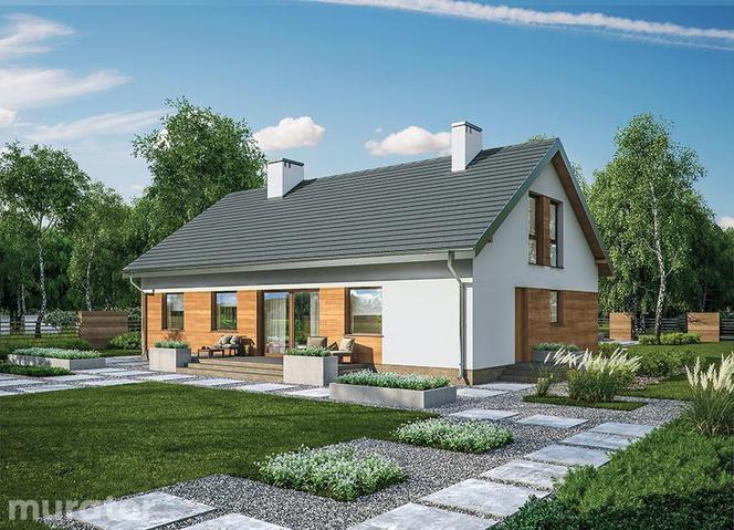 Projekt domu M218 W zgodzie z naturą z katalogu Muratora - wizualizacje, plany, rysunek
