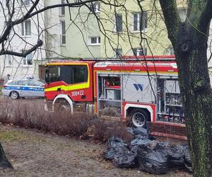 Pożar w bloku przy ulicy Łukowskiej w Warszawie