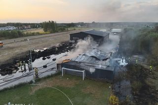 Pożar bazy transportowej w miejscowości Ławki w gminie Łuków