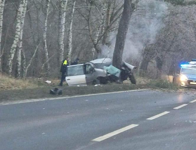 Koszmarny wypadek w Białkowie koło Golubia-Dobrzynia. Przemysław podpalił auto żony, a potem rozbił się na drzewie