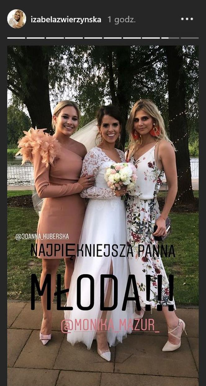 Ślub Moniki Mazur i Tomasza Chrapusty. Joanna Kuberska i Izabela Zwierzyńska na weselu