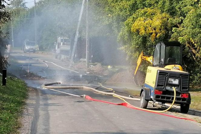 Uszkodzenie gazociągu w Samborowie