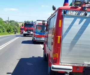 Wypadek na DK 42 w Parszowie. Auto wylądowało w rowie