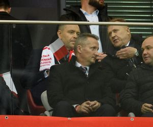 Karol Nawrocki na meczu Polska - Holandia